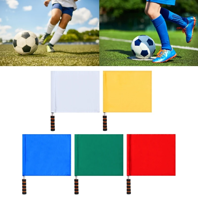 11UE Sports Referee Flags Stainsless Steel Hand Flags Training Sports Flags with Sponges Handle for Volleyballs Football