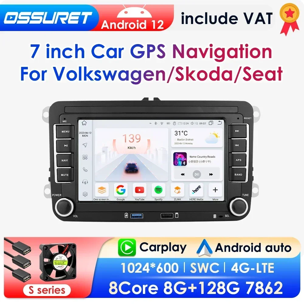 2 Din Android 12 autoradio per VW Polo golf 5 6 Plusat Pass B6 Jetta Tiguan Touran Sharan Scirocco Caddy Seat Carplay Auto RDS