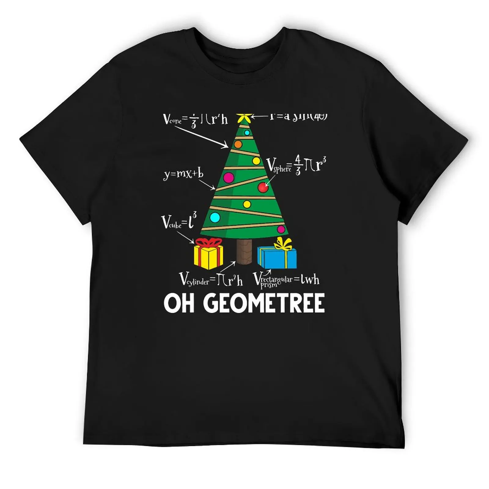 

Рождественская геометрия Oh Geometree, забавная подарочная футболка учителя математики, милые топы с графикой, черные забавные подарки, мужская одежда больших размеров