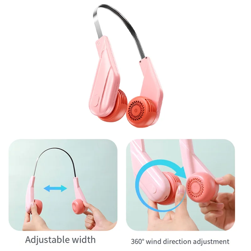 A74X-Ventilatore da collo portatile, ventilatore personale indossabile ricaricabile da 800 mAh con 5 velocità regolabili, ventilatore da collo per esterni