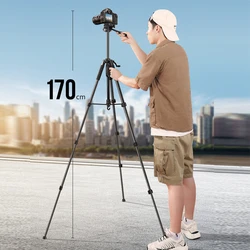 Photography Camera Tripod Foldable 1.7M Aluminum Tripod Monopod Compatible with 1/4