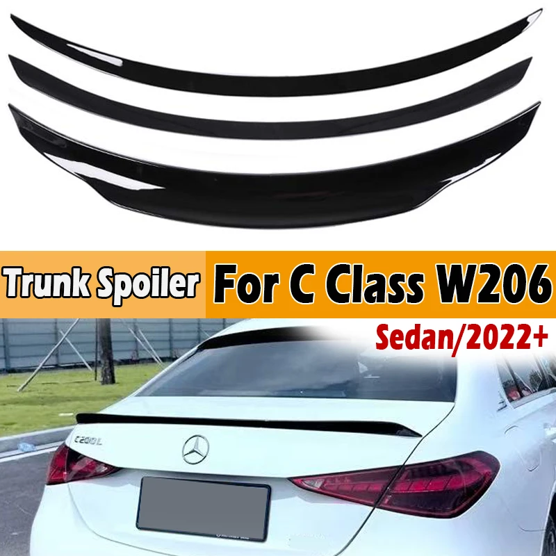 

Rear Tail Wings Boot Lid For Mercedes Benz W206 Sedan 2021-2023 C63s PSM AMG Style Trunk Spoiler Glossy Black Carbon Print C300