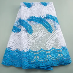 African Mesh Lace Fabric With Sequins 2024 Newest French Nigerian Tulle Lace Fabric for Women Christmas Dresses Materials A3612