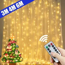 3/4/6M LED Christmas Garland Fairy String Light Party DIY Decor USB Curtain Light 8 Mode Wedding Birthday Home Window Decoration