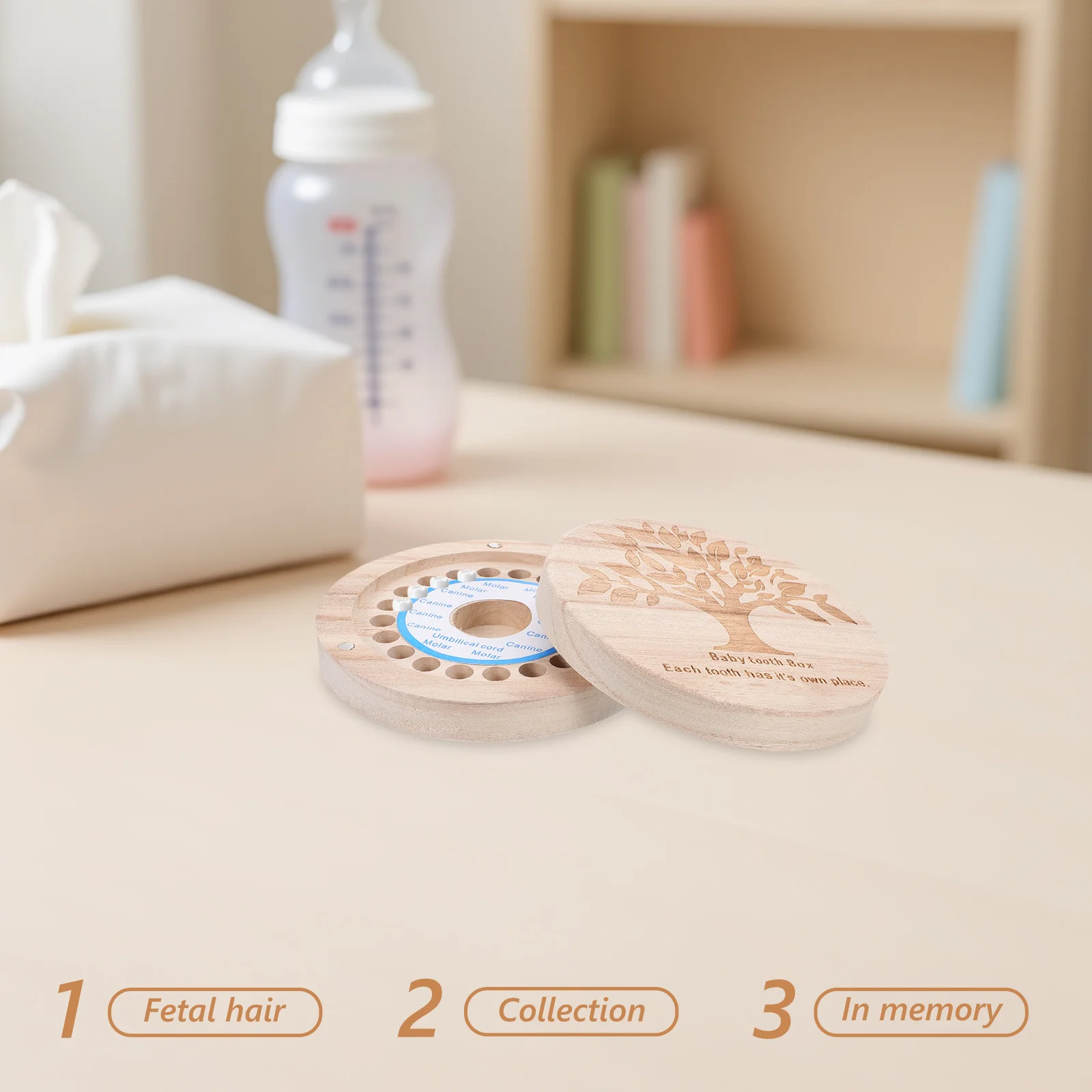 

Keepsake Box for Baby Teeth Natural Wood Tooth Holder for Kids Newborn Memory Collection Box with Commemorative Meaning Ideal