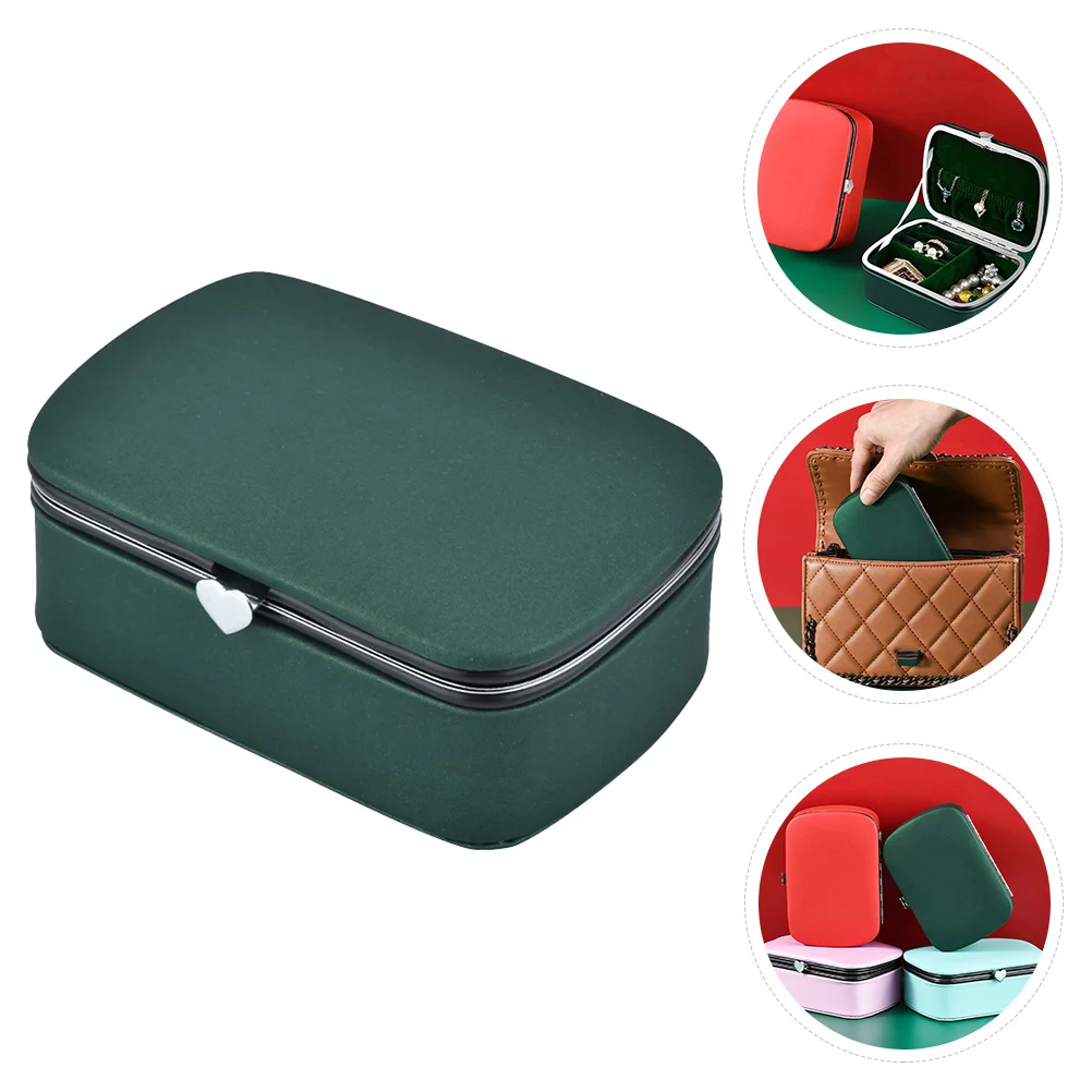 

1pc Jewelry Storage Premium Pu Compact For Necklace Ring Earring Holder Portable Portable Storage Box Case Organizer Container