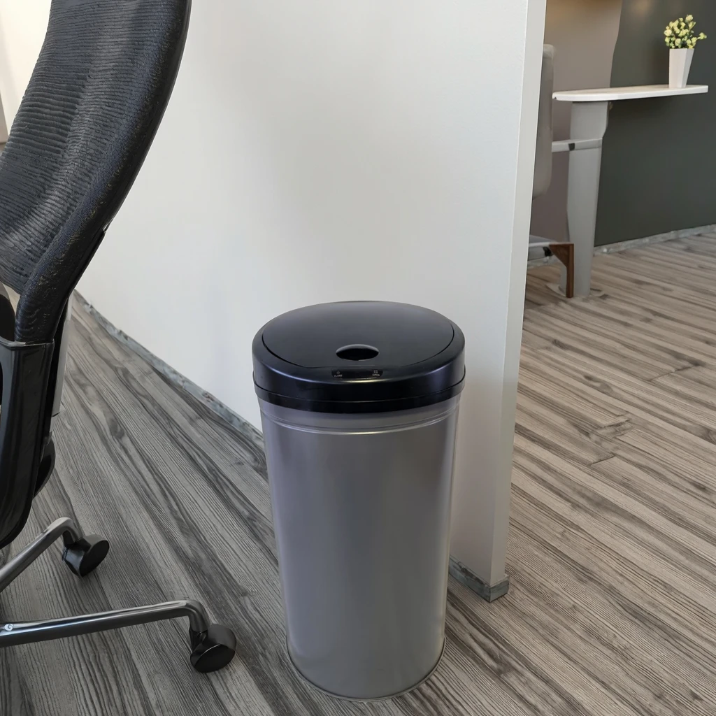 Cool Grey 60L Smart Trash Can 16 Gallon Sensor Cover Vertical Bin for Indoor Home Office Kitchen Use