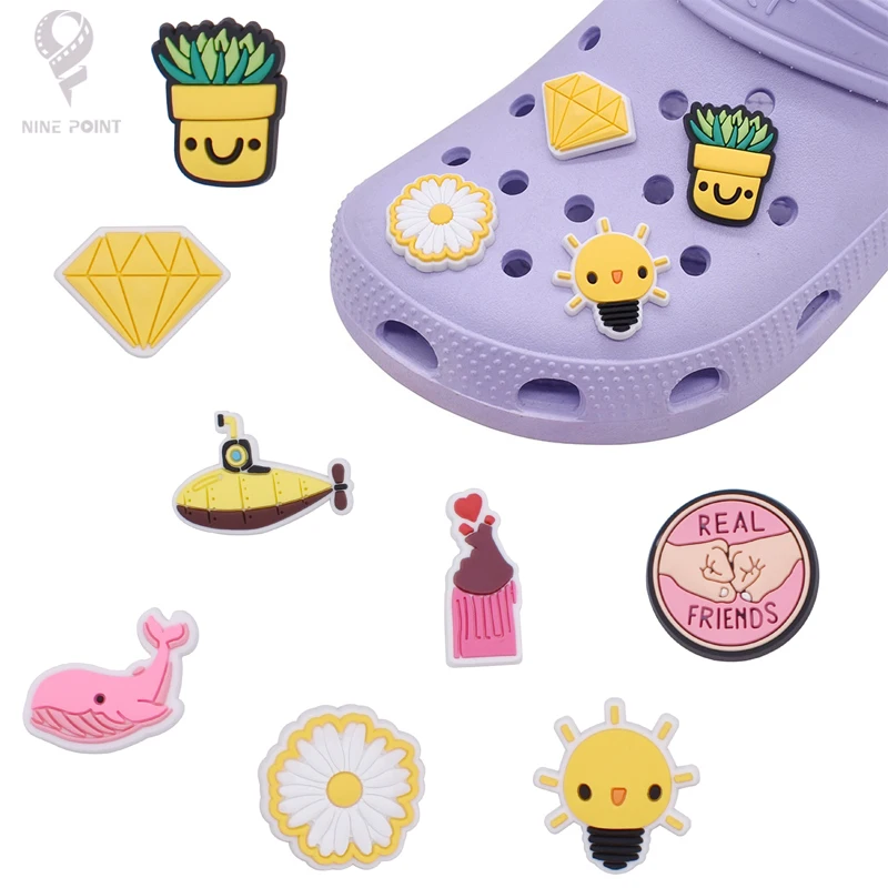 PVC Shoe Charms Cute Light Bulb Shoe Accessories The Whale Shoe Decoration Shoe Buckles for Croc Sandals X-mas Gifts Pins Buckle