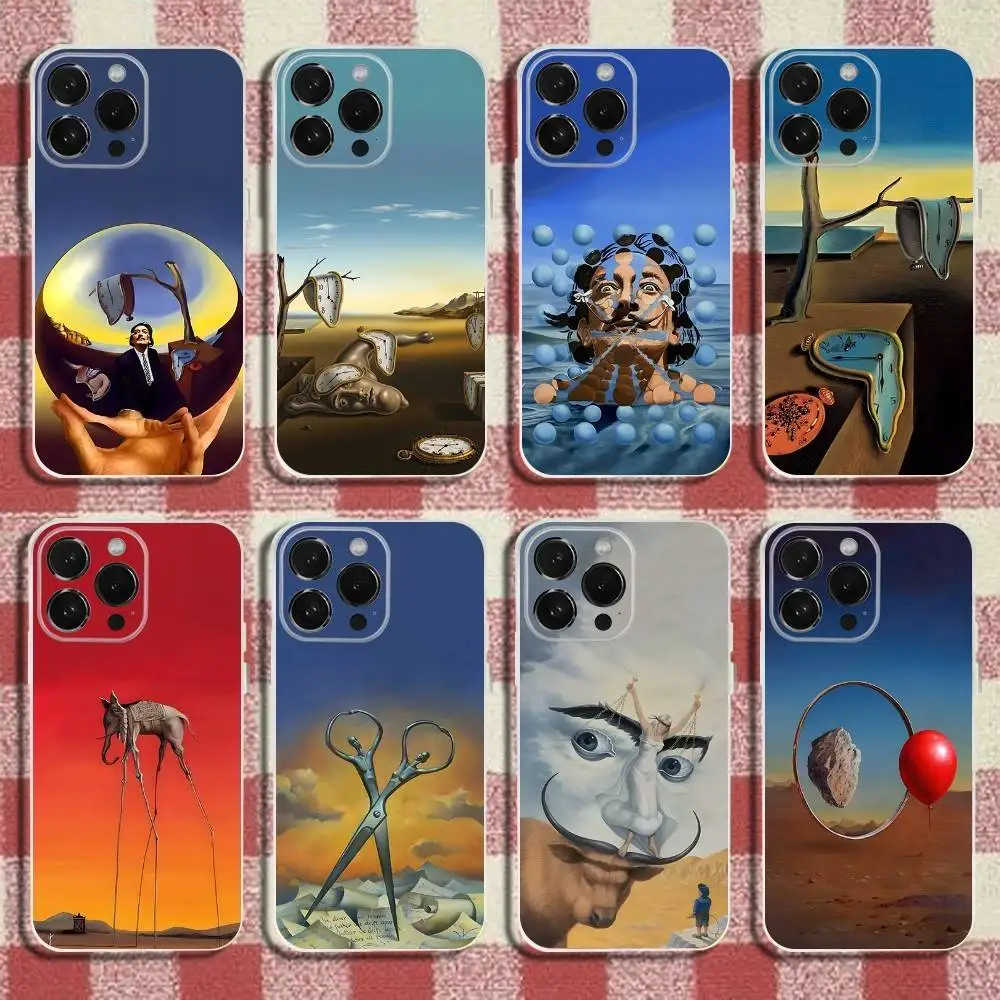

S-Salvador D-Dali Art Phone Case For iPhone 17,16,15,14,13,12,11 Pro,Max,Plus,X,XS,XR,SE,Mini Transparent Silicone Soft