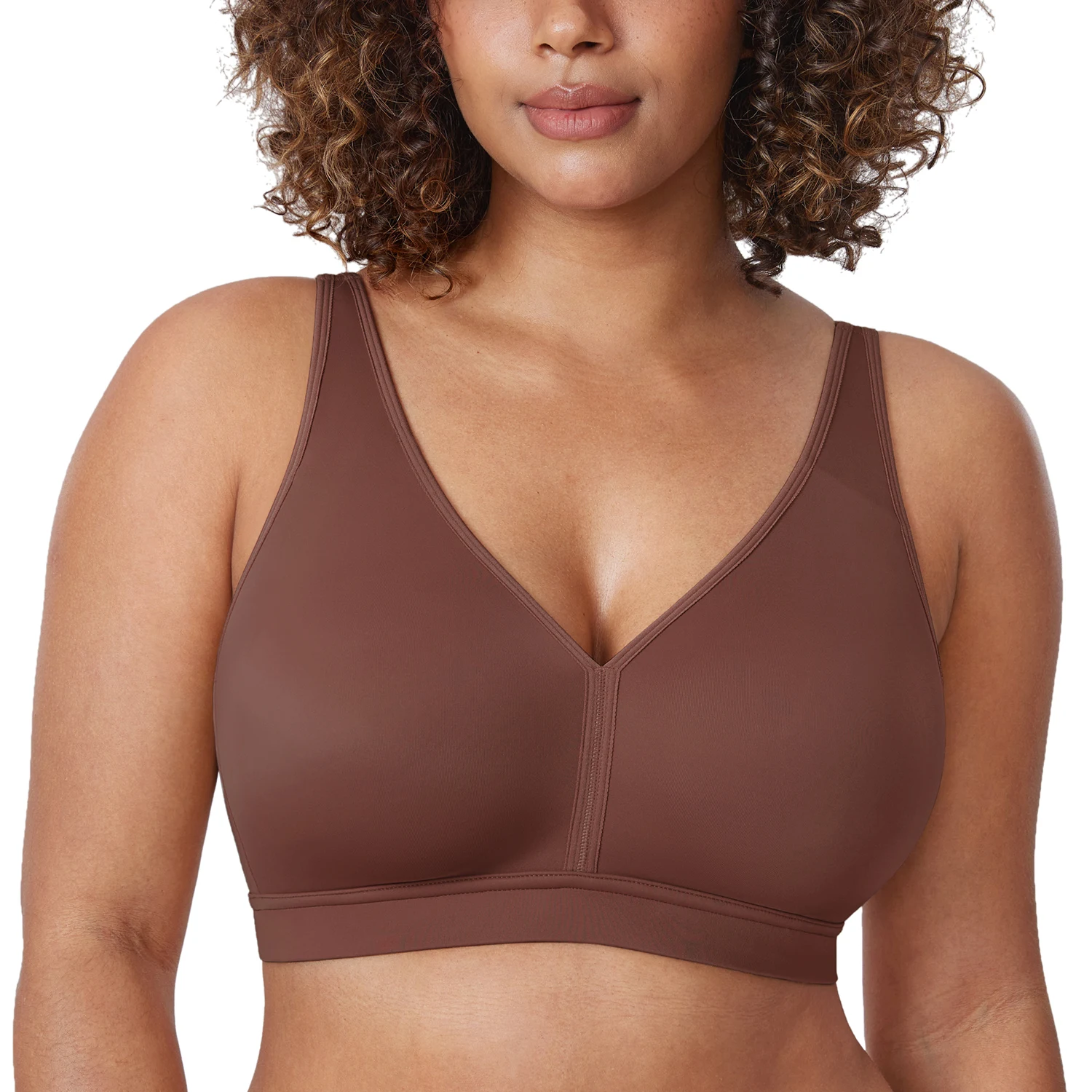 Women's Wireless Bra Plus Size Full Coverage Unlined Support Comfort No Underwire Smooth B C D DD E F