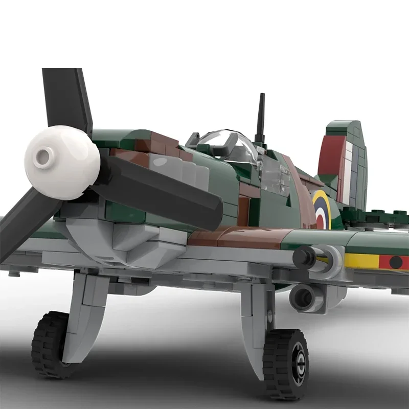 Techniczne klocki Moc Model Supermarine Spitfire Fighter Jet modułowe klocki prezenty zabawki dla dzieci zestawy do majsterkowania montaż