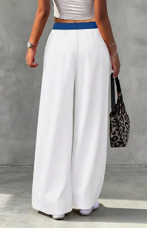 Ocean Creature Pattern Pants, Blue Ink Octopus Tentacles, Shell Starfish Print, White Elastic Waist, Loose Vacation Pants