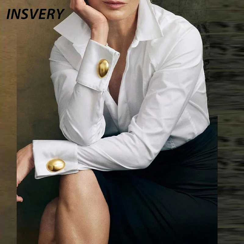 

Fashion Women Button Shirt Blouses White Black Office Tops Female Turn Down Collar Long Sleeve Shirts For Women