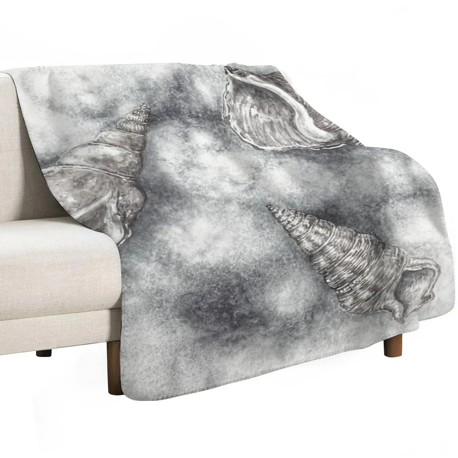 Three shells living together in monochrome harmony. Throw Blanket Bed Fashionable halloween for sofa Sofas Large Blankets