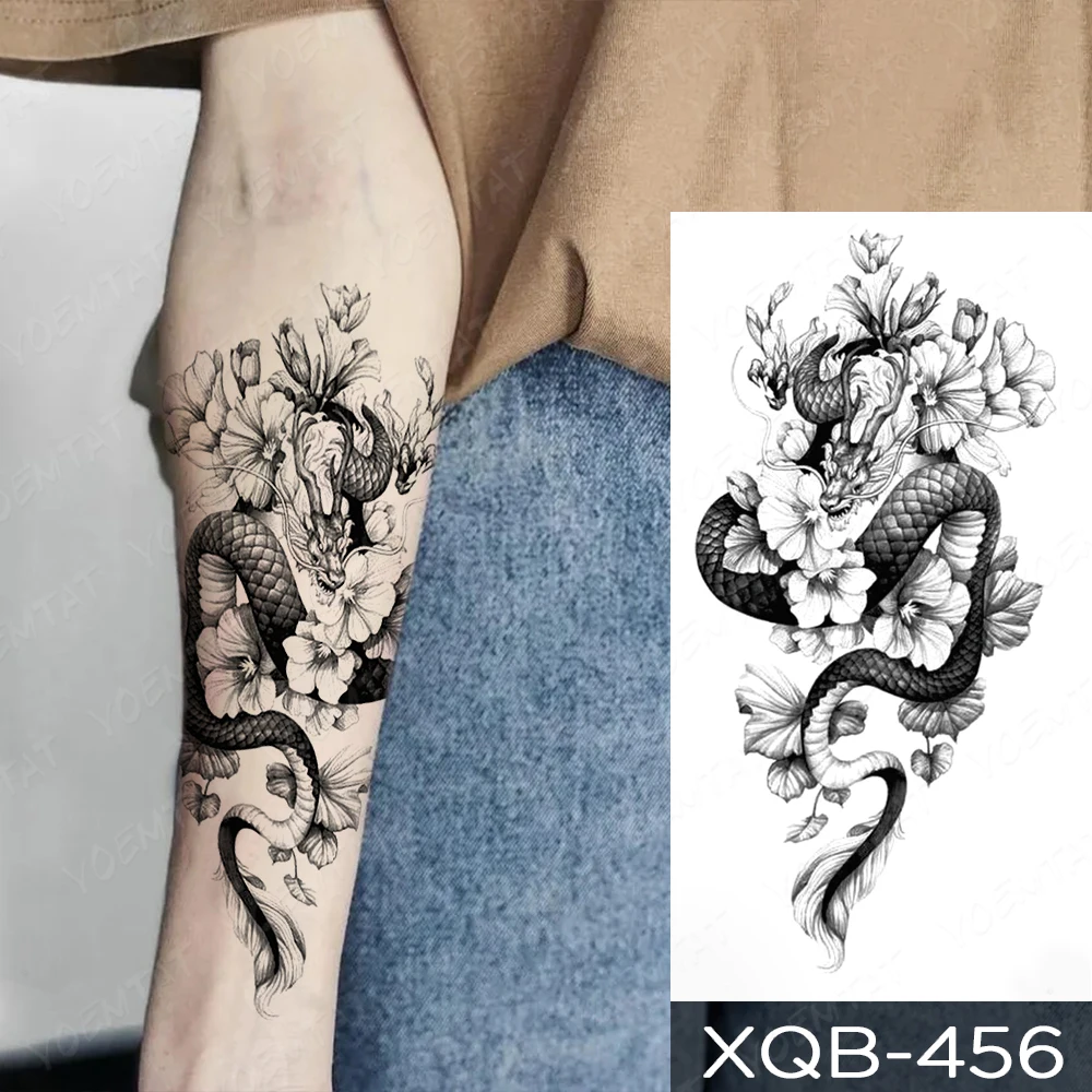 Tatouage temporaire étanche Y2K, autocollant, Dragon volant, serpent, Geisha, fleur Flash, pour femmes et hommes, manches de bras, faux tatouages,