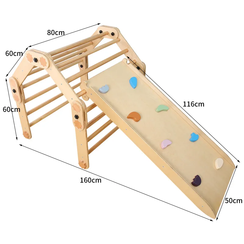 Kids Wooden Climbing Piklers with Ramp for Sliding Kids Play Gym Indoor Sensory Training Equipment Training Balance