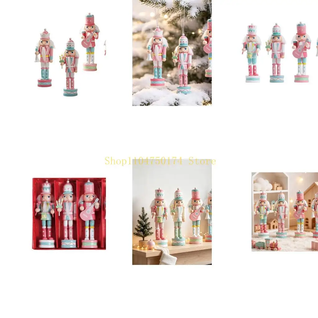 Christmas Nutcrackers Soldier Figurine Set with Decorated Construction, Assorted Poses, and Individual Round Bases for Flexible
