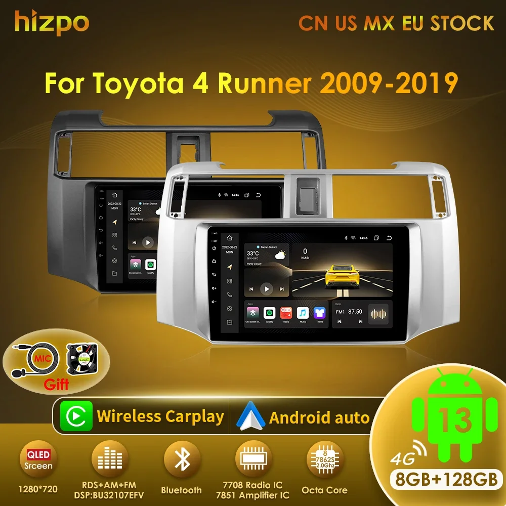 

Hizpo 9inch Android Car radio For Toyota 4Runner 2009-2019 4 Runner Multimedia Video Player GPS Navi Stereo 4G WIFI Carplay 2din