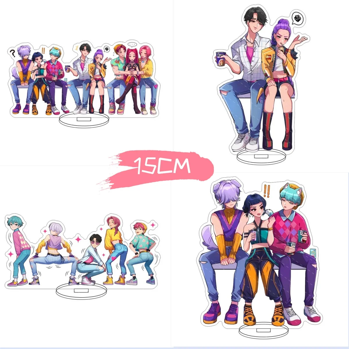 

15cm Kpop Demon Hunter Standing Plates Anime Rumi Mira Zoey Acrylic Ornament Kids Fashion Bedroom Model cosplay Decor Gifts