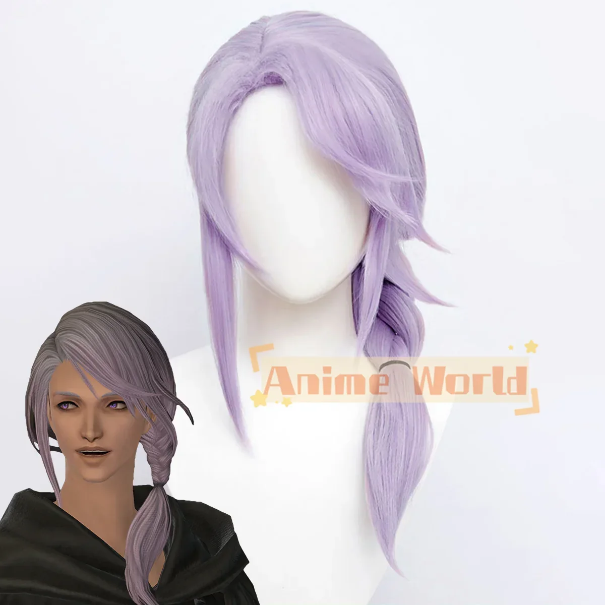 

Final Fantasy XIV Endwalker FF14 Hythlodaeus Светло-фиолетовый парик для косплея Хэллоуин Вечеринка Опора Синтетические волосы Термостойкое волокно