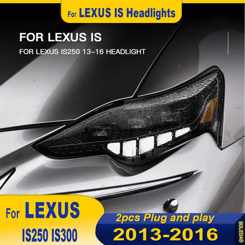 

2 шт. фара для Lexus is is250 is300, светодиодная фара 2013-2016, фары DRL, указатель поворота, дальний свет, линза проектора «ангельский глаз»