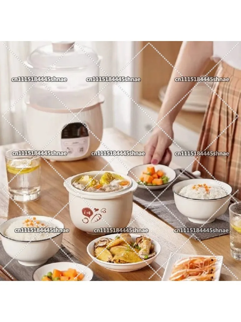 With Steamer Ceramic Stew Cup for One Person, Water Stew Glass , Purple Sand Soup  Small