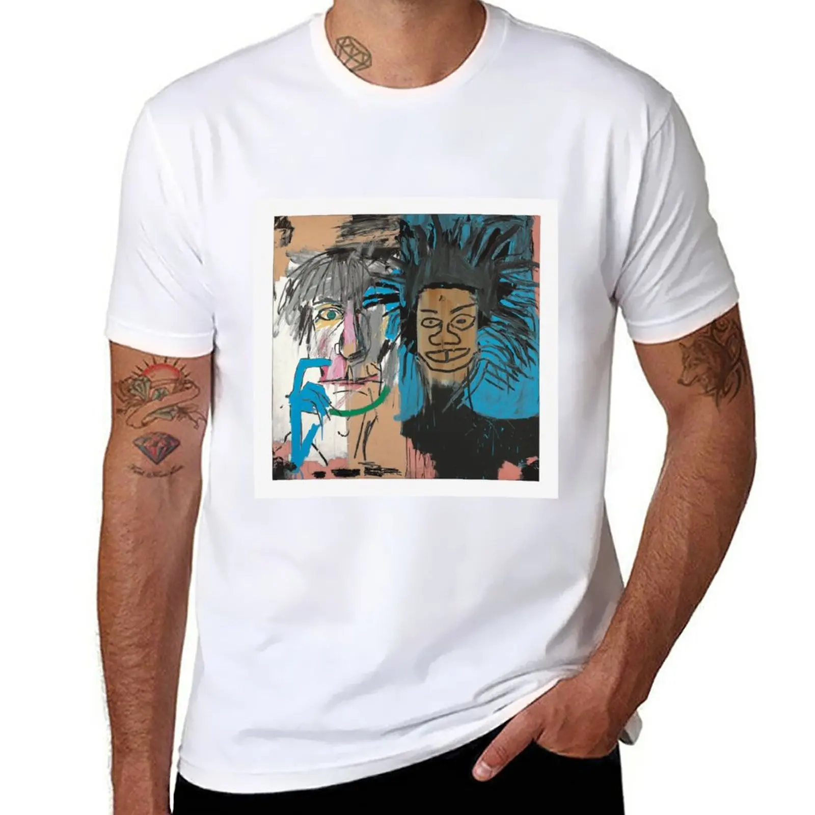 Collaboration jean-michel and warhol - painting illustration T-Shirt customizeds for a boy mens graphic t-shirts anime