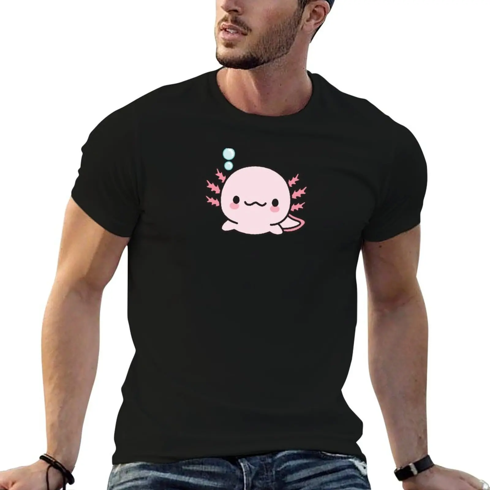 Cute Axolotl T-Shirt Plus Size Basic Cotton T-Shirt