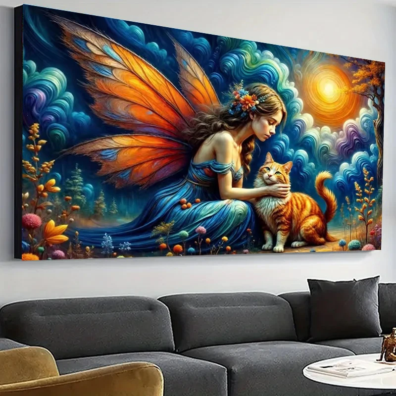 

Vibrant Enchanting Fairy and Cat Dreamy Sunset DIY 5D Diamond Painting New 2025 Full Mosaic Diamond Embroidery Sale Decor Gift