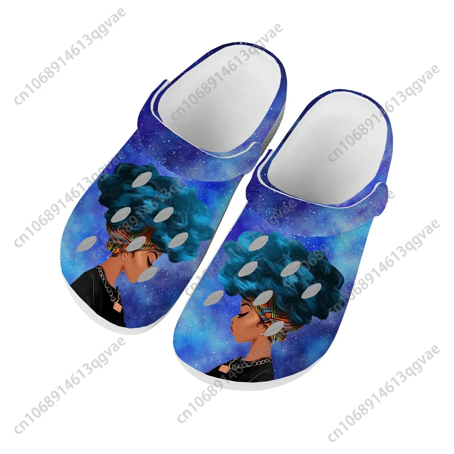 

African Woman Black Pop Home Clogs Custom Water Shoes Mens Womens Teenager Shoe Garden Clog Breathable Beach Hole Slippers White