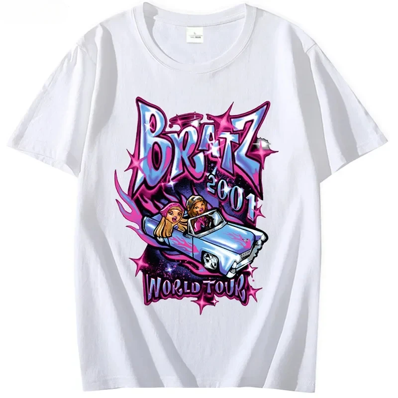 Bratz Graphic Print T-shirts Women Summer Street Cotton T-shirt Harajuku Y2k Tops Men Women Casual Short Sleeve Fashion Tshirt