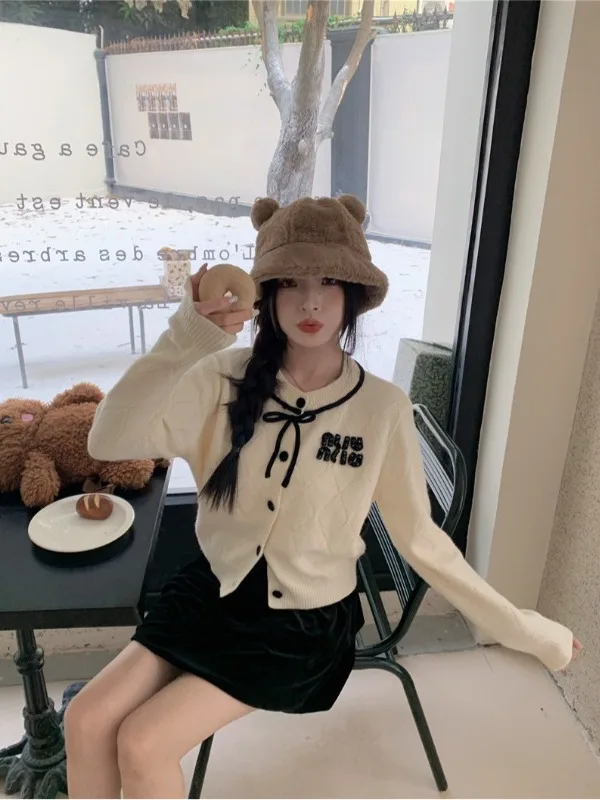 

Small Fraance Sle Sweater Set Mint Wave Top Sweet And Spicy Date Bla Dr Two Piece Set Women Autumn Winter Faion