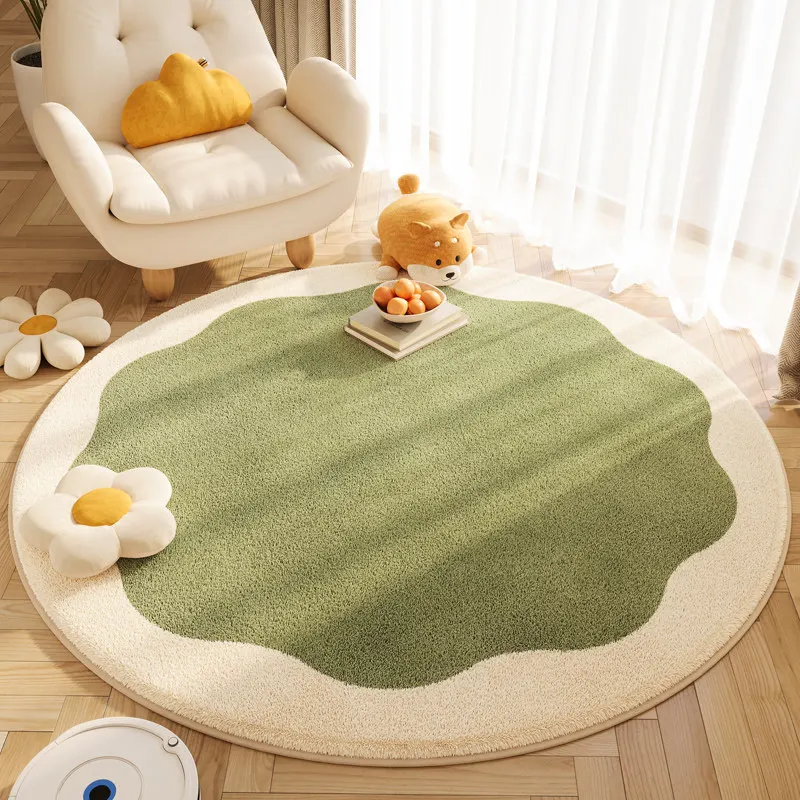 VIKAMA Sweet Cute Style Round Rug Soft Non-Slip Machine Washable Carpet Cozy Vibe for Living Room Sofa Bedroom Window