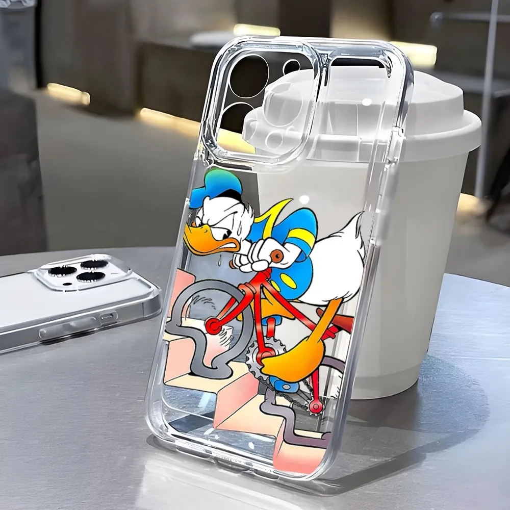 Funny D-donald Duck Phone Case For Iphone 15 11 13 14 Pro Max 7 8 Plus X Xr Xs Max Se2020 12mini Transparent Cover