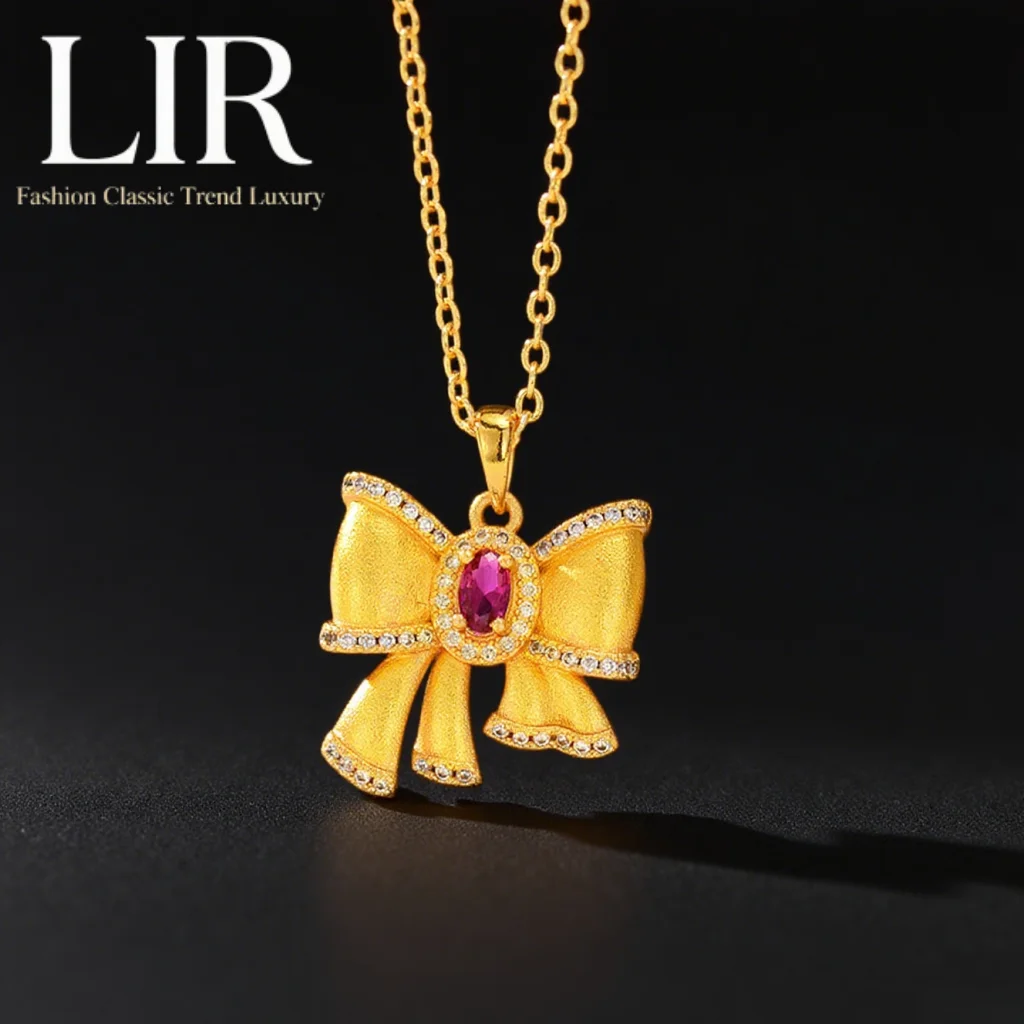 

LIR Fadeless Non - deformable Necklace: Latest Brushed Velvet Plating, Cute Bow Pendant, Youthful & Charming,