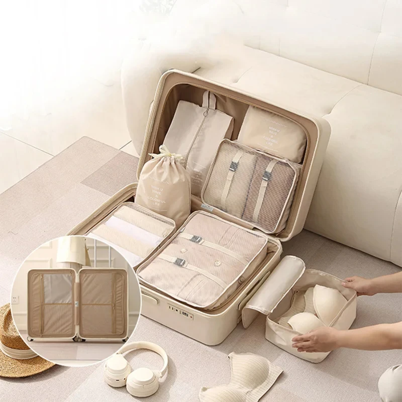 9/7/6pcs Travel Storage Bag Large Capacity Suitcase Storage Luggage Clothes Sorting Organizer Set Pouch Case Shoes Packing Cube