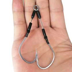 2pairs/bag Slow Fast Jigging Hook BKK Carbon Stainless Wire Jig Lure Hooks Saltwater Double Barbed Assist Hooks Fishing Tackle