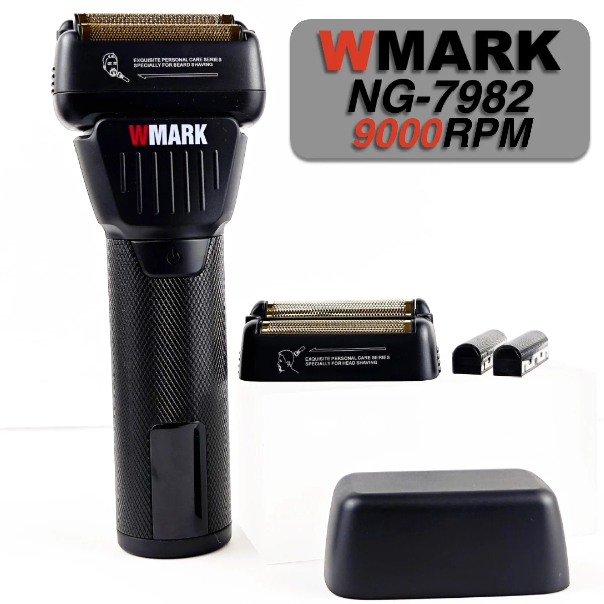 WMARK NG-7982 Professional Hair Trimmer for Man 9000RPM Titanium Coated Floating Double Blade Mesh Men's Shaver Equipped Blades