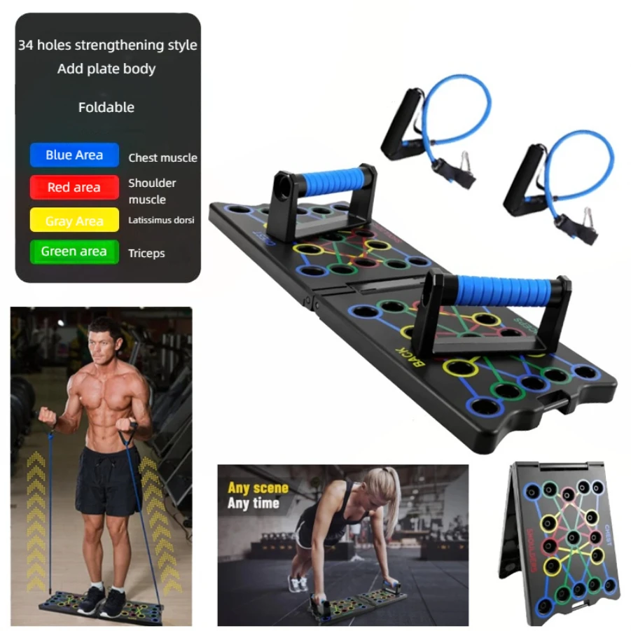 

Push Up Board, Home Workout Fitness Board with Resistance Bands for Exercise Shoulder,Back,24-in-1 Strength Training Equipment
