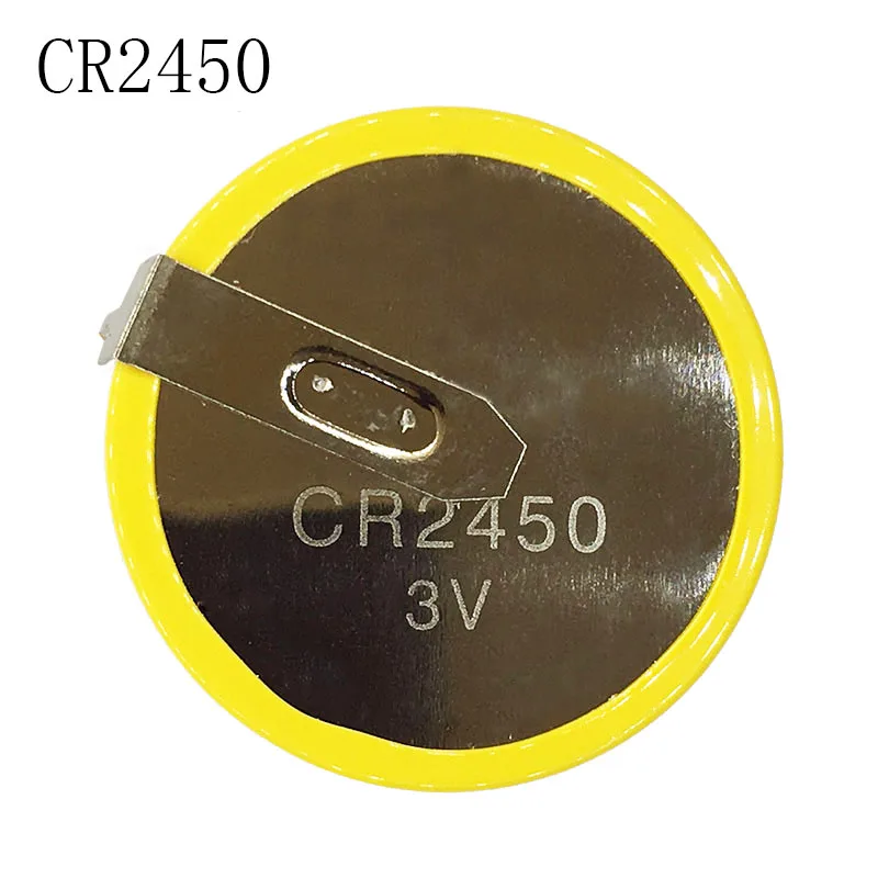 2PCS CR2450 with pins 3V coin cell 2450 lithium Button battery horizontal with welding feet for PLC rice cooker