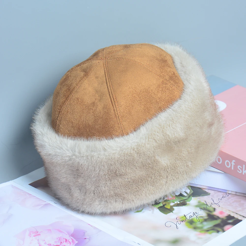 2024 False Fur Fashionable Brand Caps False Mink Fur Hats For Women Warm Russian Winter Hat Luxurious False Mink Fur Cap