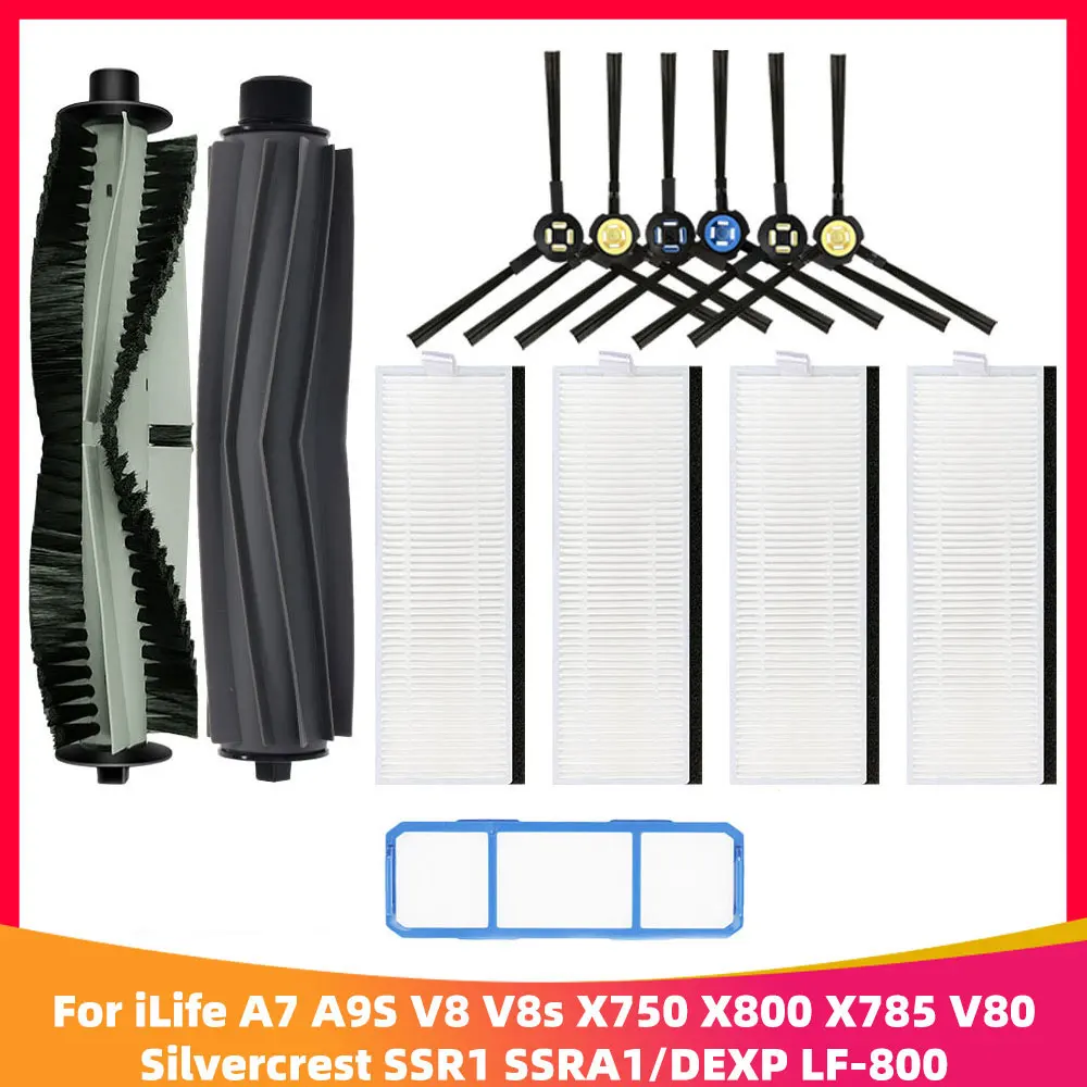 Compatible For iLife A7 A9s V8 V8s V80 X750 X800 X785 Silvercrest SSR1 SSRA1 DEXP LF-800 Spare Parts Main Side Brush Hepa Filter