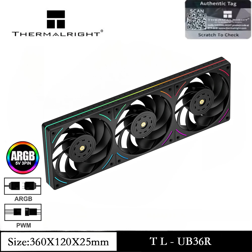

Thermalright TL-UB36R Computer Case Air Cooling Fan, 3 IN 1 ARGB High Performance/LCP Noise Reduction CPU Cooling Fan