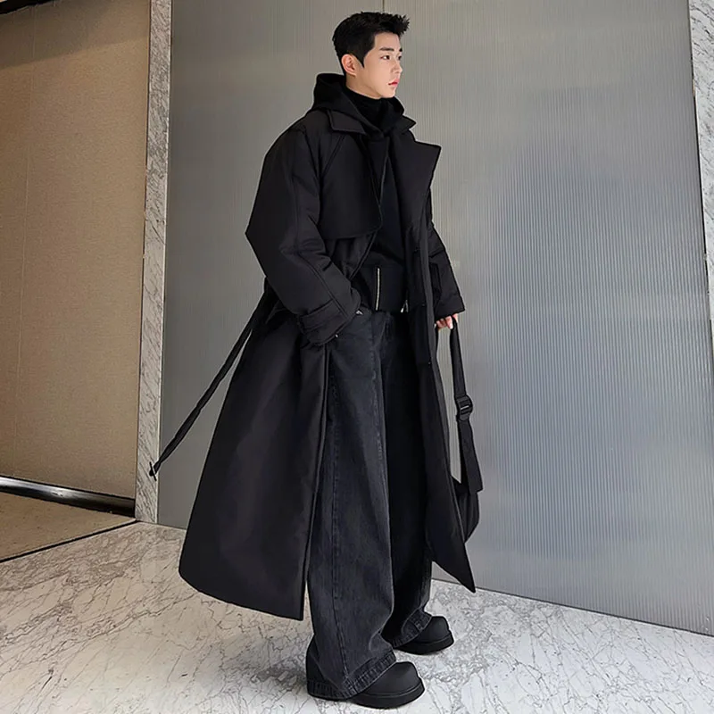 LUZHEN Winter Stylish Double Breasted Long Padded Coat Men's Original Design Thickened Knee-length Trench Trendy 2023 New Cac4db