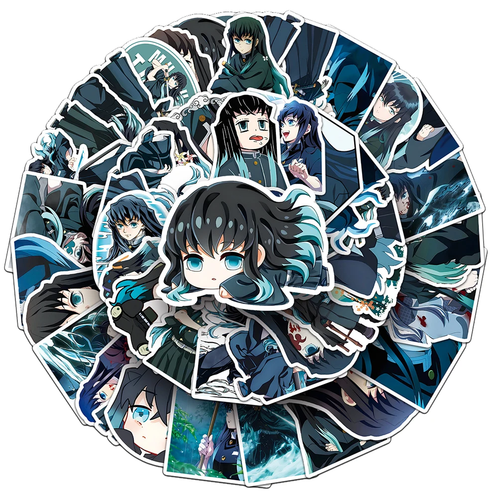 10/30/50pcs Demon Slayer Anime Tokitou Muichirou Stickers Cool Graffiti Decals DIY Helmet Phone Luggage Cartoon Sticker Toy Gift