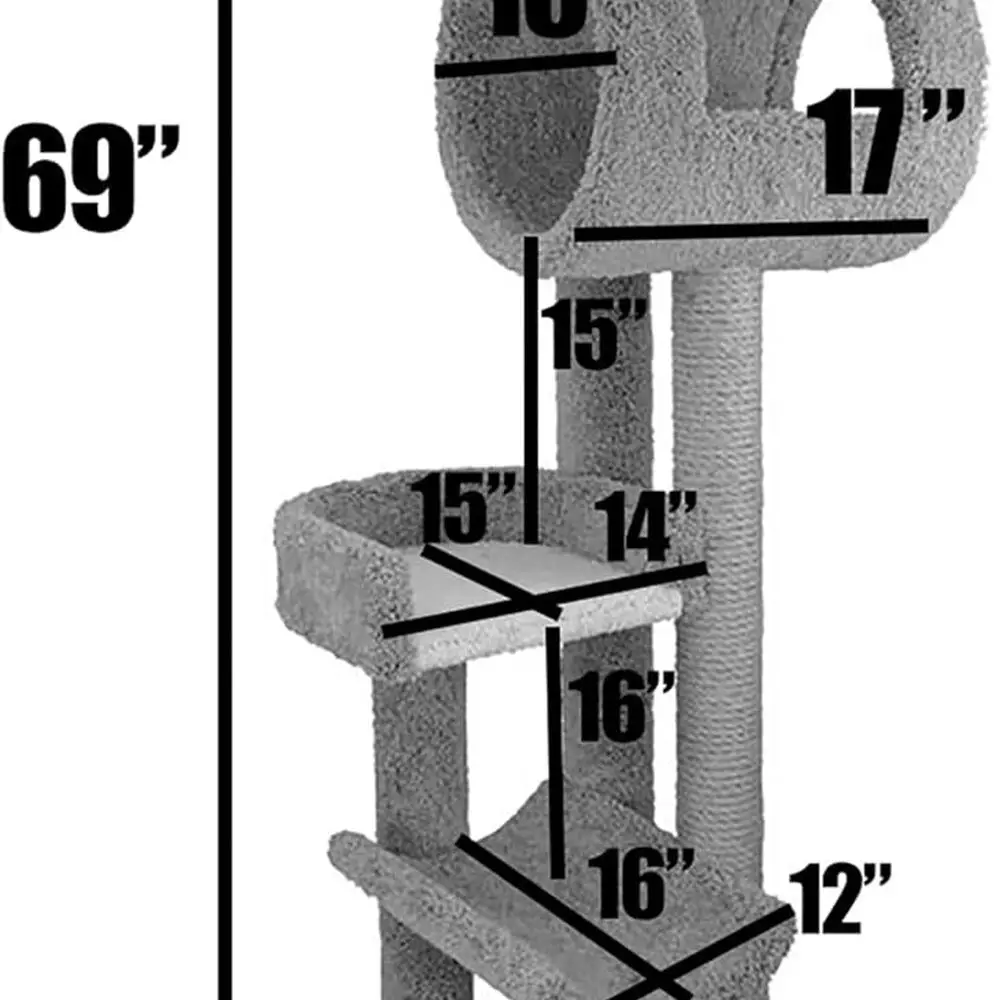 회색 나무 고양이 타워 - 140003, 프리미엄 고양이 콘도 클라이밍 센터