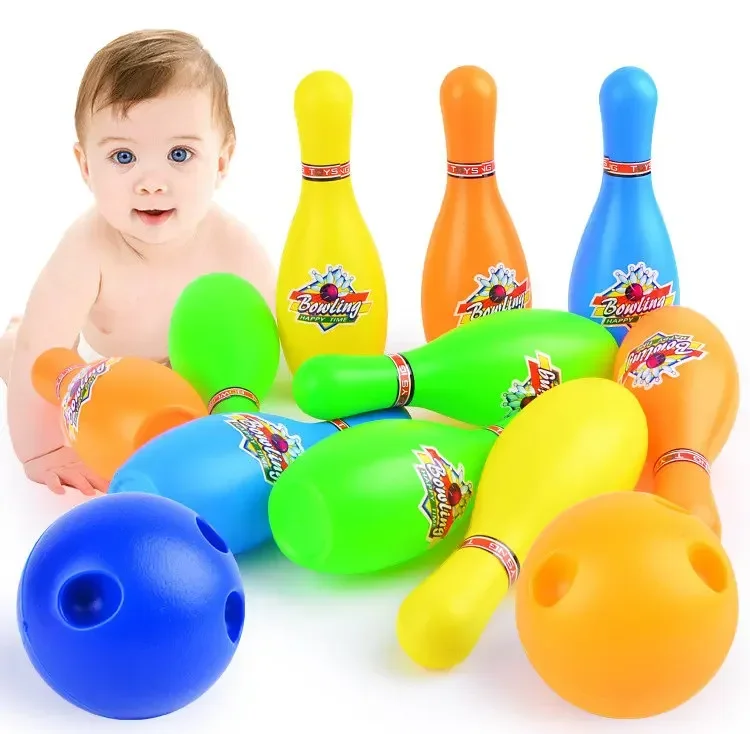 [Funny] 12Pcs/set Sports game baby Bowling Practice toy Grasping/Movement Ability developing toys 10 bottles + 2 balls best gift