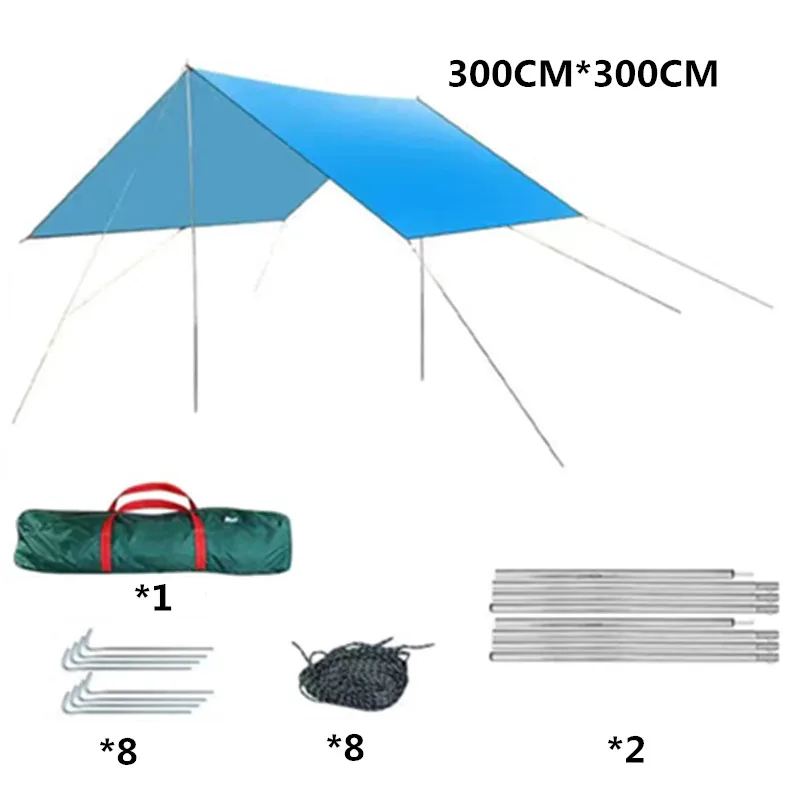 Camping Canopy Sun Shelter Tarp Shade Ultralight Garden Tent Sunshade Outdoor Camping Awning Beach Sun Shelter with Nail Wind Ro