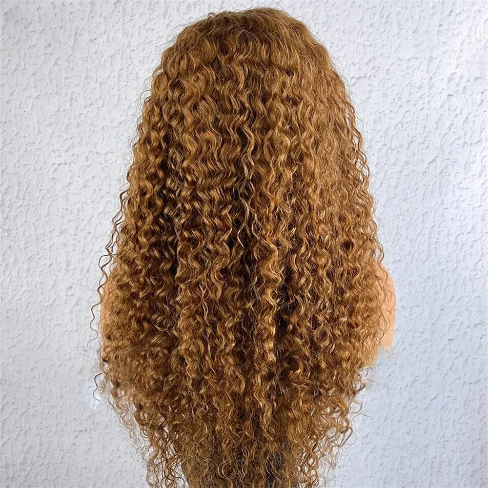 Lange Kinky Krullende Kant Voorkant Pruik Blond Lijmloze 26Inch 180 Dichtheid Voor Vrouwen Babyhaar Hittebestendige Pretokkelende Dagelijkse Pruik