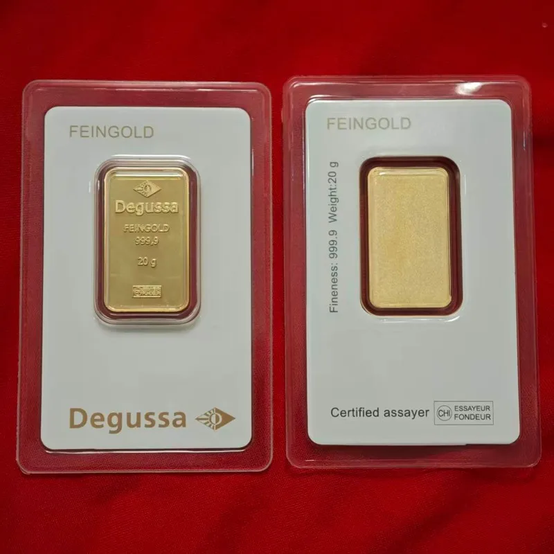 Bestseller 20g/50g/100g Degussa Goldbarren Deutsche Messing-Goldbarren Nicht magnetisch 24K vergoldete Messing-Handwerkskunst